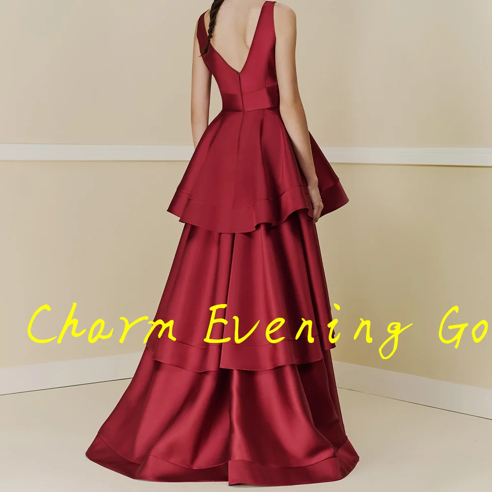 A-Line Floor Length V-Neck SatinSatin Sleeveless Pleats  Evening Dress Special Occasion Gowns Photo Color Elegant and Fashion