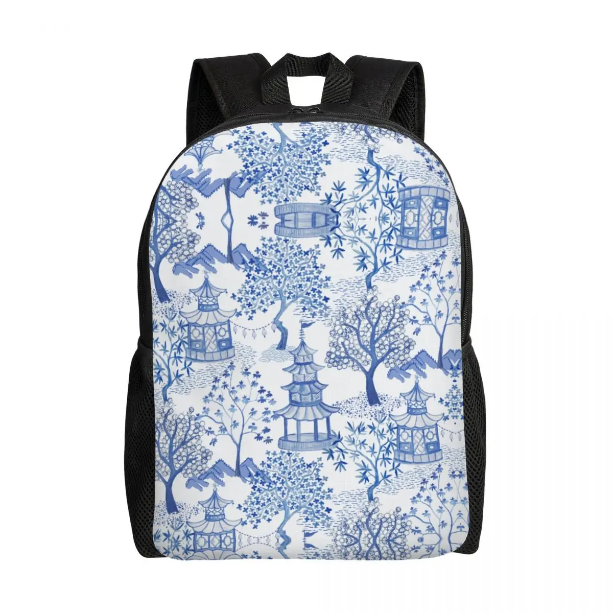 

Pagoda Forest Backpacks for Men Women Waterproof College School Blue Delft Vintage Chinoiserie Bag Print Bookbags