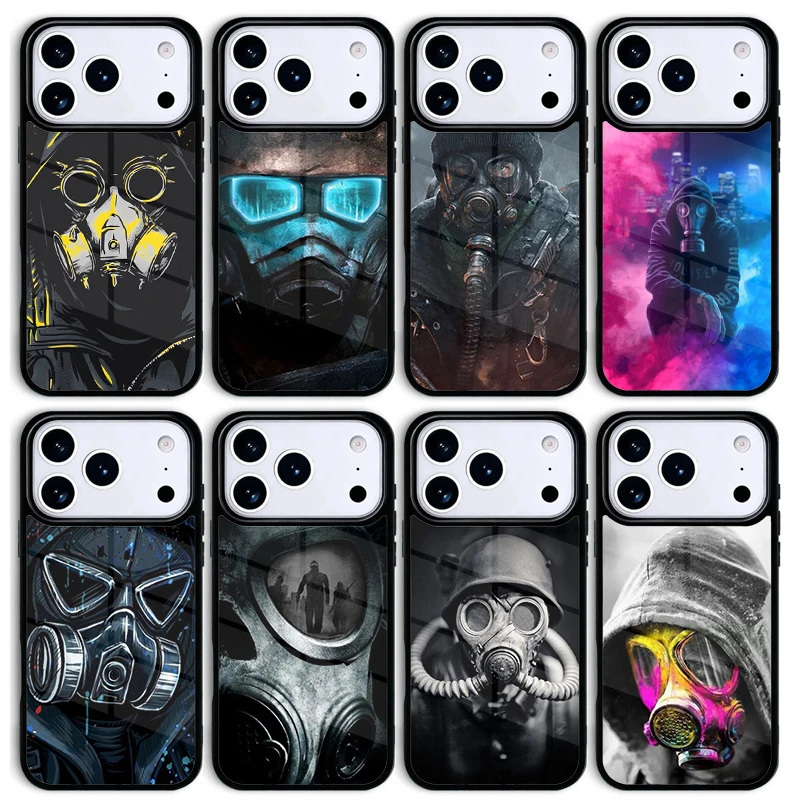Funda Protectora para Teléfono Móvil con Diseño de Máscara Antigas para Hombre, Compatible con iPhone 17 AIR 16pro Max 15 14 13 12 11