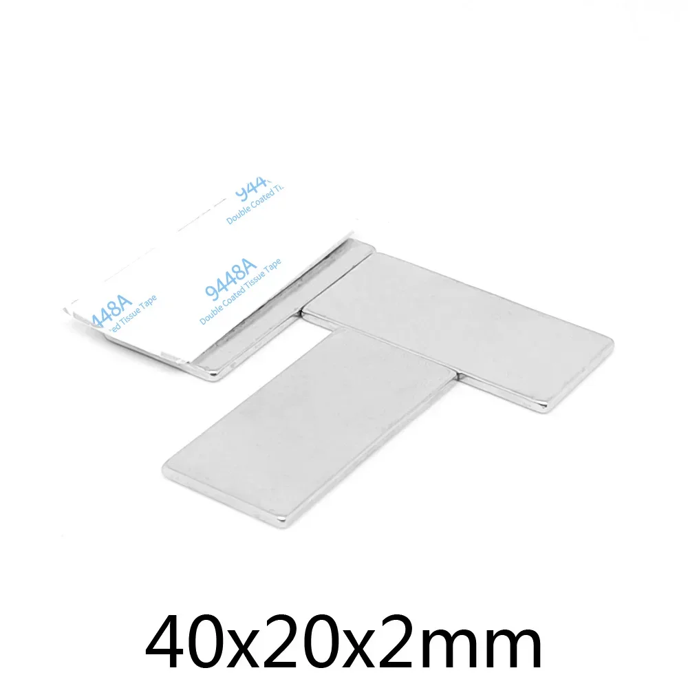 2/5/10/15/20/50PCS 40x20x2mm Block Strong Powerful Magnets With 3M Self - Adhesive 40*20*2 Long Neodymium Magnet Sheet 40x20x2