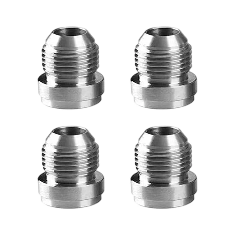 Aluminum Male Thread Port Fitting 4-Piece Set, 37 Degree Seal Base for Fuel Line and Oil Pan Fabrication Projects