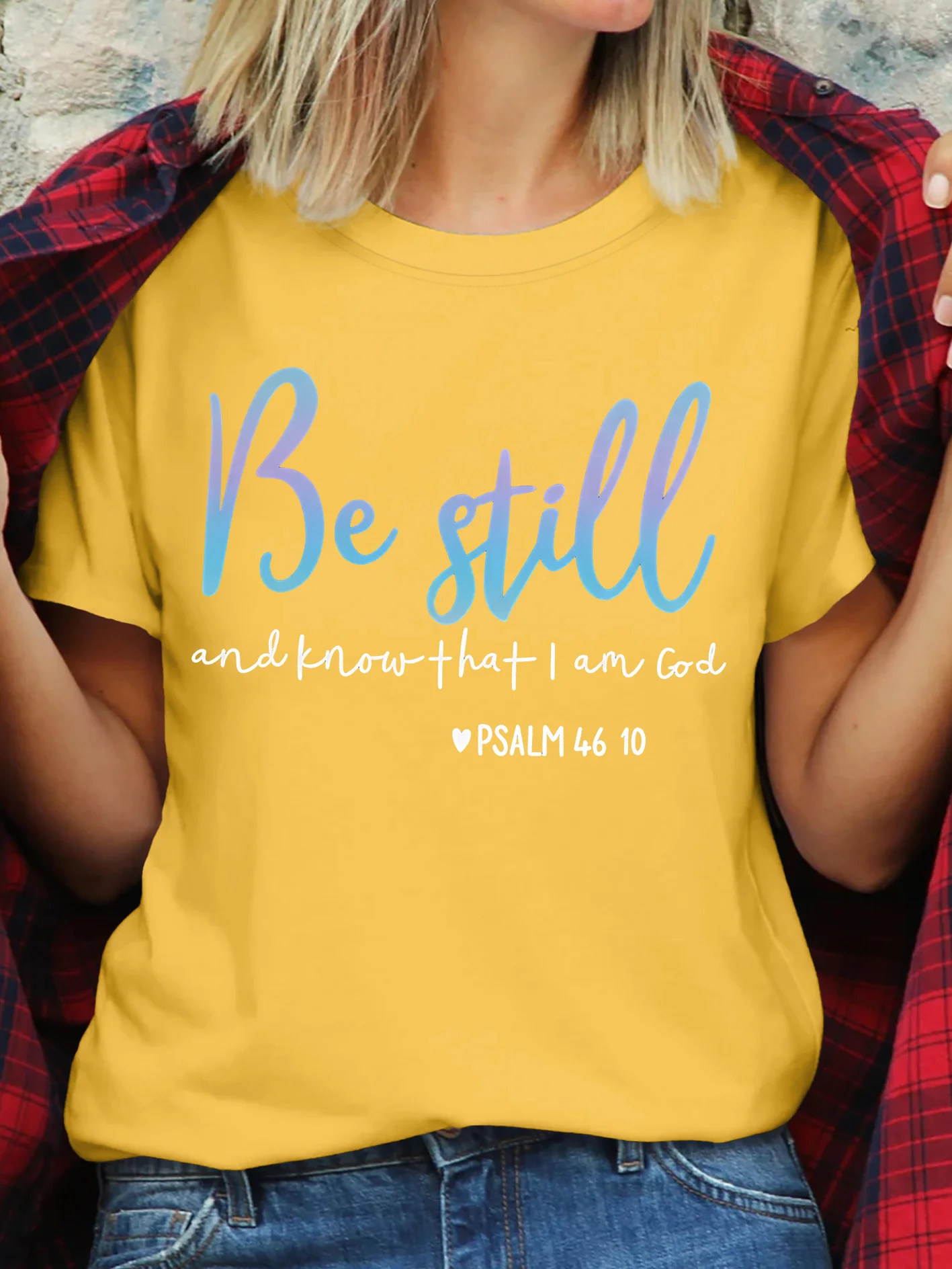 Women's T-shirt Be Still and Know That I Am God Printed Round Neck Skin Friendly Breathable Fashion Vacation Leisure Women's Top