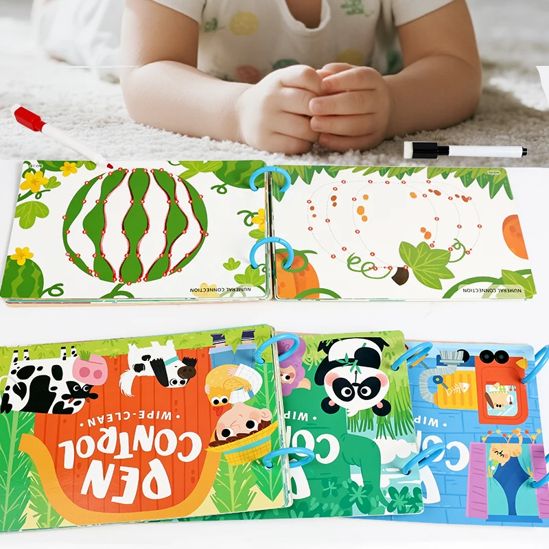 Montessoriaans speelgoed Pen Control Trainingskaarten voor baby Voorschoolse Herbruikbare Focuspraktijk Cognitieve ontwikkeling Educatief speelgoed