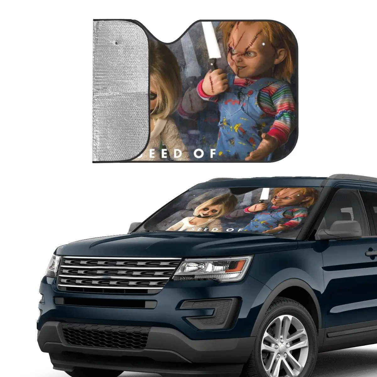 Chucky Horror Sunshade Windscreen Childs Play Mistery Retractable Car Front Window Visor Car Sunshade Ice Shield Dust Protection