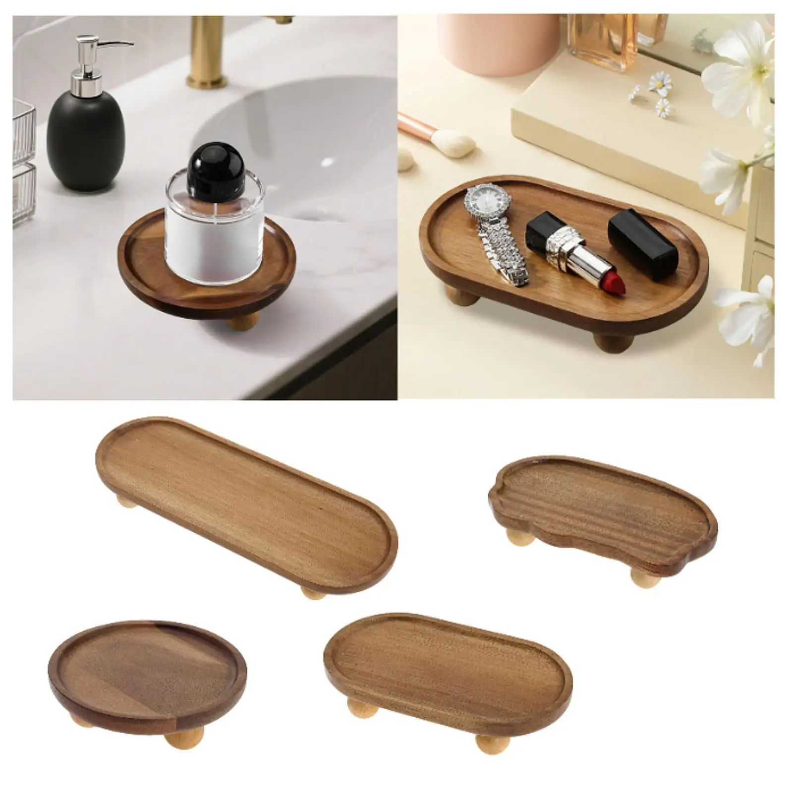 

Деревянный поднос, сервировочный держатель для тарелки для кабинета, гостиной, ванной комнаты