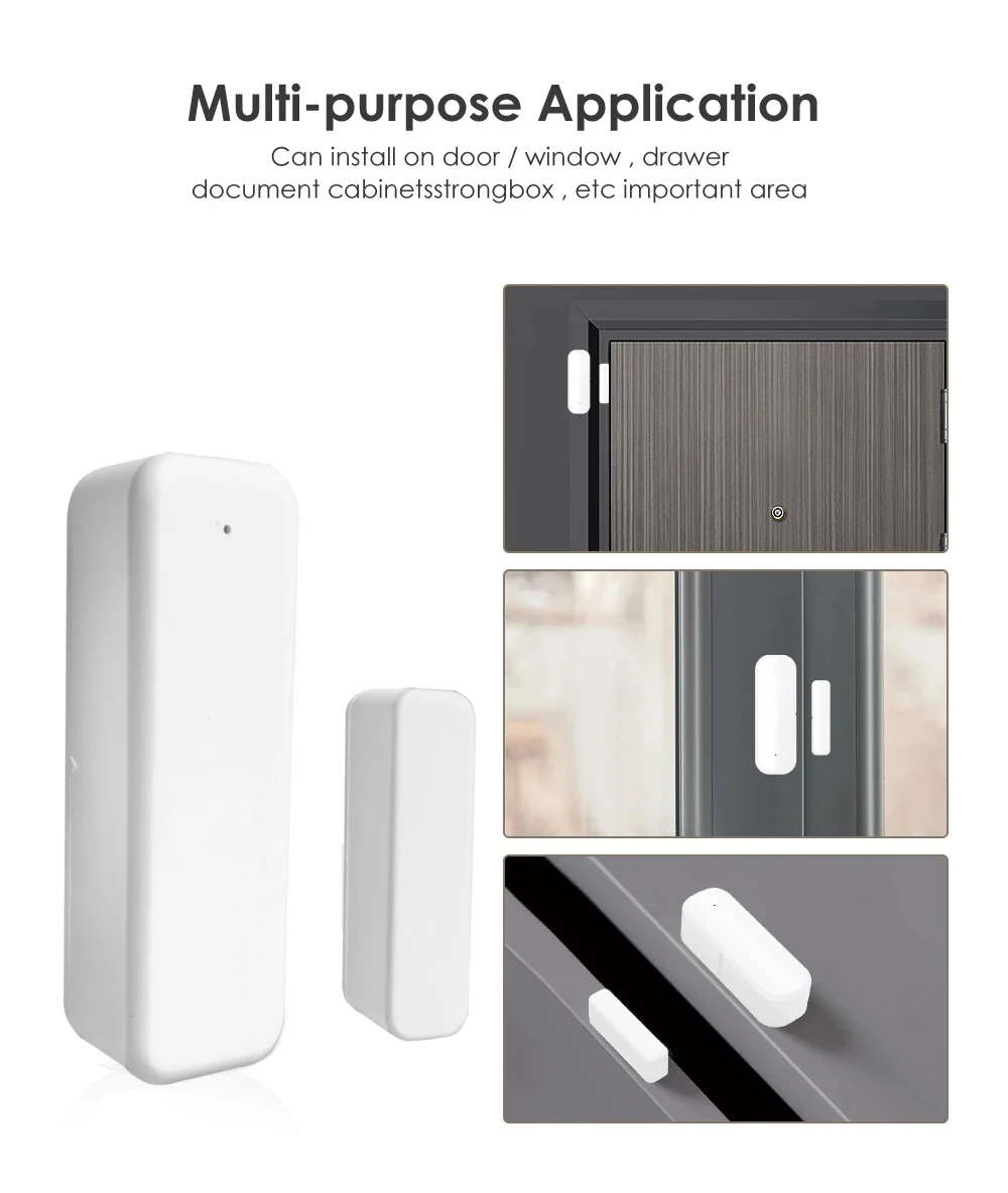 Tuya Smart Mini Wifi Door Sensor Magnetic Contact Detector Door Open & Close Voice Control By Alexa Google Home No Need Hub