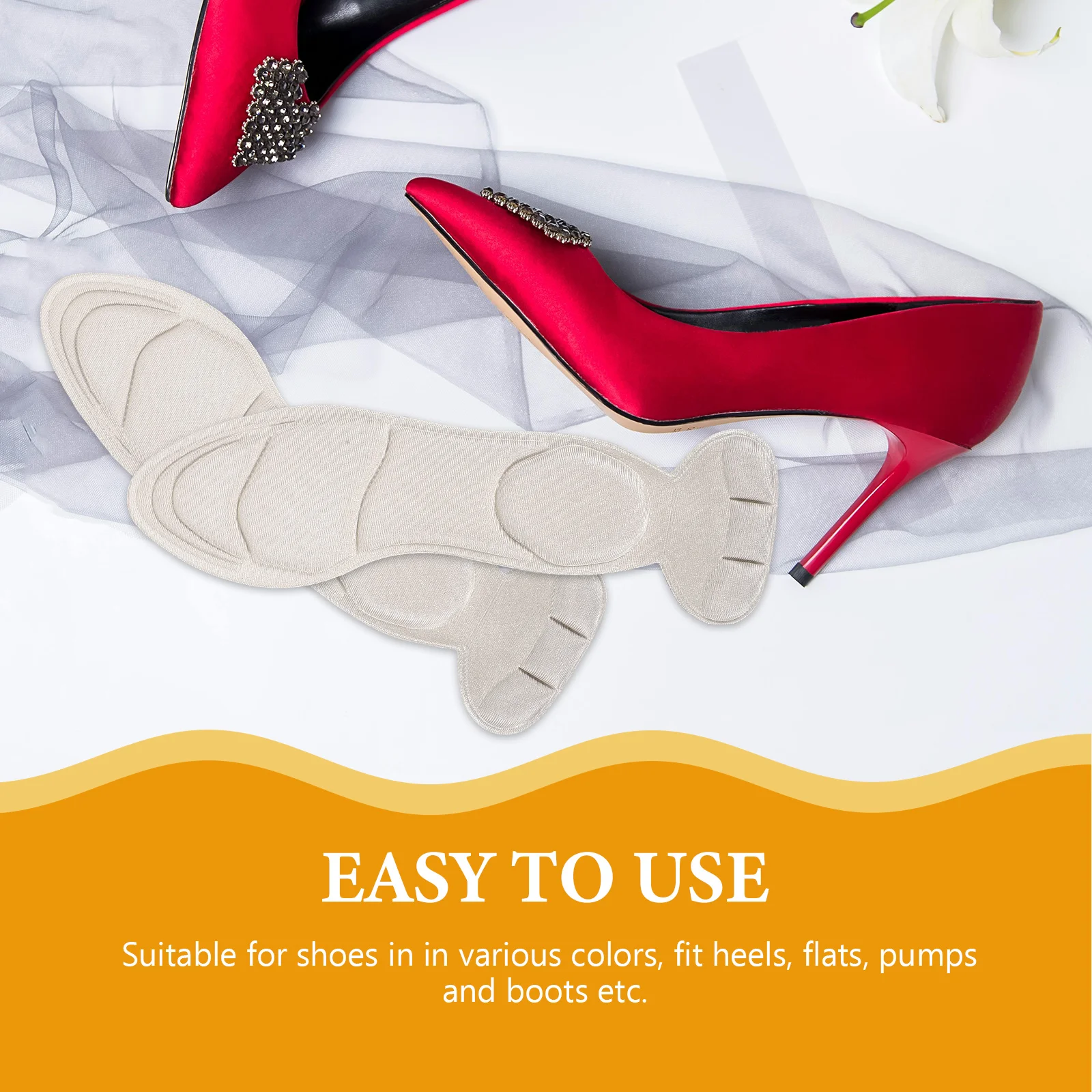 

Anti-slip Massage Heel Pad Women Shoes High Heels Cushion Feet Stoppers Back Inserts Insole Pads Heel Grips Suitable Flats Pumps
