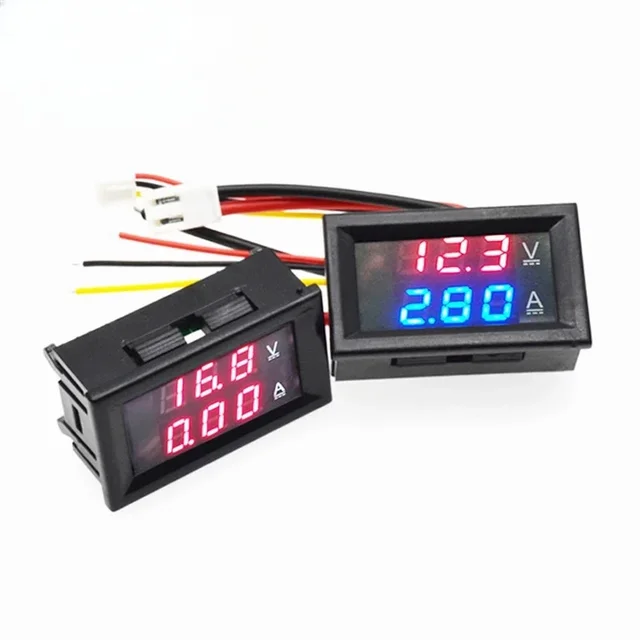 10PCS DC0-100V 10A 50A 100A Woltomierz Amperomierz Czerwony Niebieski LED Amp Podwójny Cyfrowy Woltomierz 0.56 Wyświetlacz LED 50A 100A Przełącznik