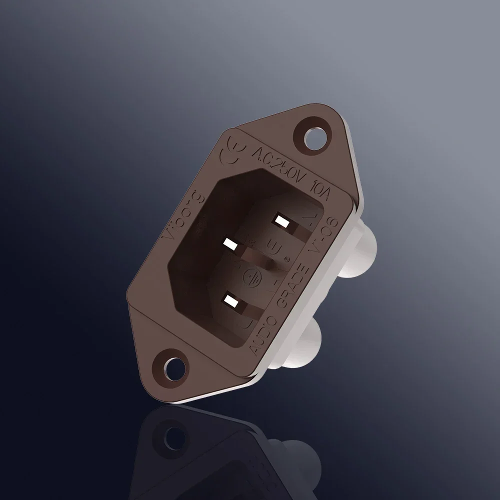 Viborg Brown Audio Grade VI06CR Pure Copper Rhodium Plated IEC Inlet Plug AC 250V 15A Power Socket