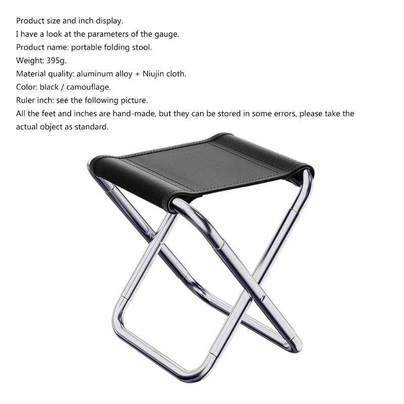 Lightweight Aluminum Alloy Chair Camping Foldable Stool Collapsible Fishing Stool Small for Adults Kids, Outdoor Dropship