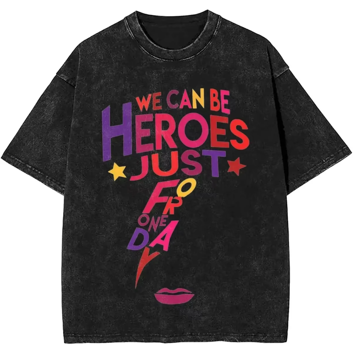 

From The 70s Vintage Washed T Shirt Men Davids Bowied Vintage Cotton T-Shirts Summer O Neck Leisure Tees Oversized Clothes