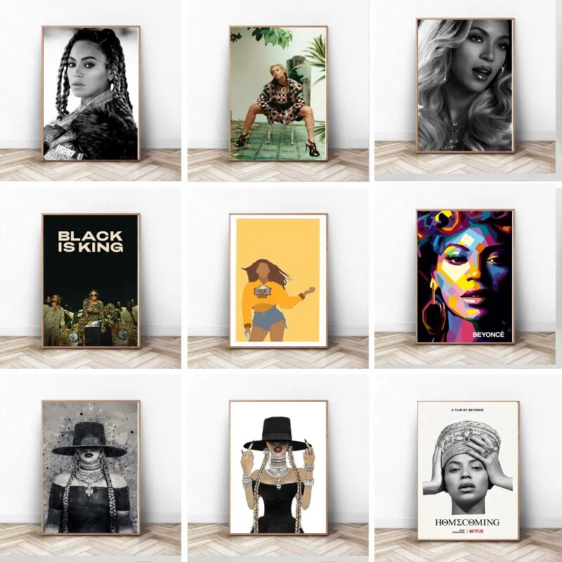 Beyonce Black & White Poster - Sexy Music Star Canvas Print Wall Art for Home Decor, Gift