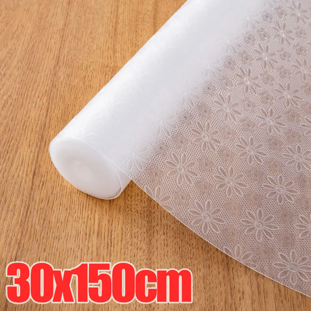 30x150cm Refrigerator Non-Slip Liners Transparent Washable Drawer Liners Kitchen Cabinet Dustproof Mat Reusable Mats