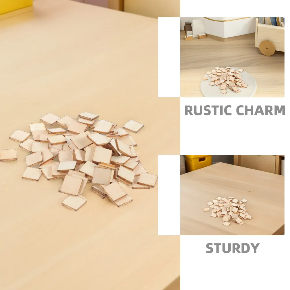 200Pcs Blank Unfinished Wood Squares 4cm Natural Sanded Craft Blocks for DIY Painting Calligraphy Decor