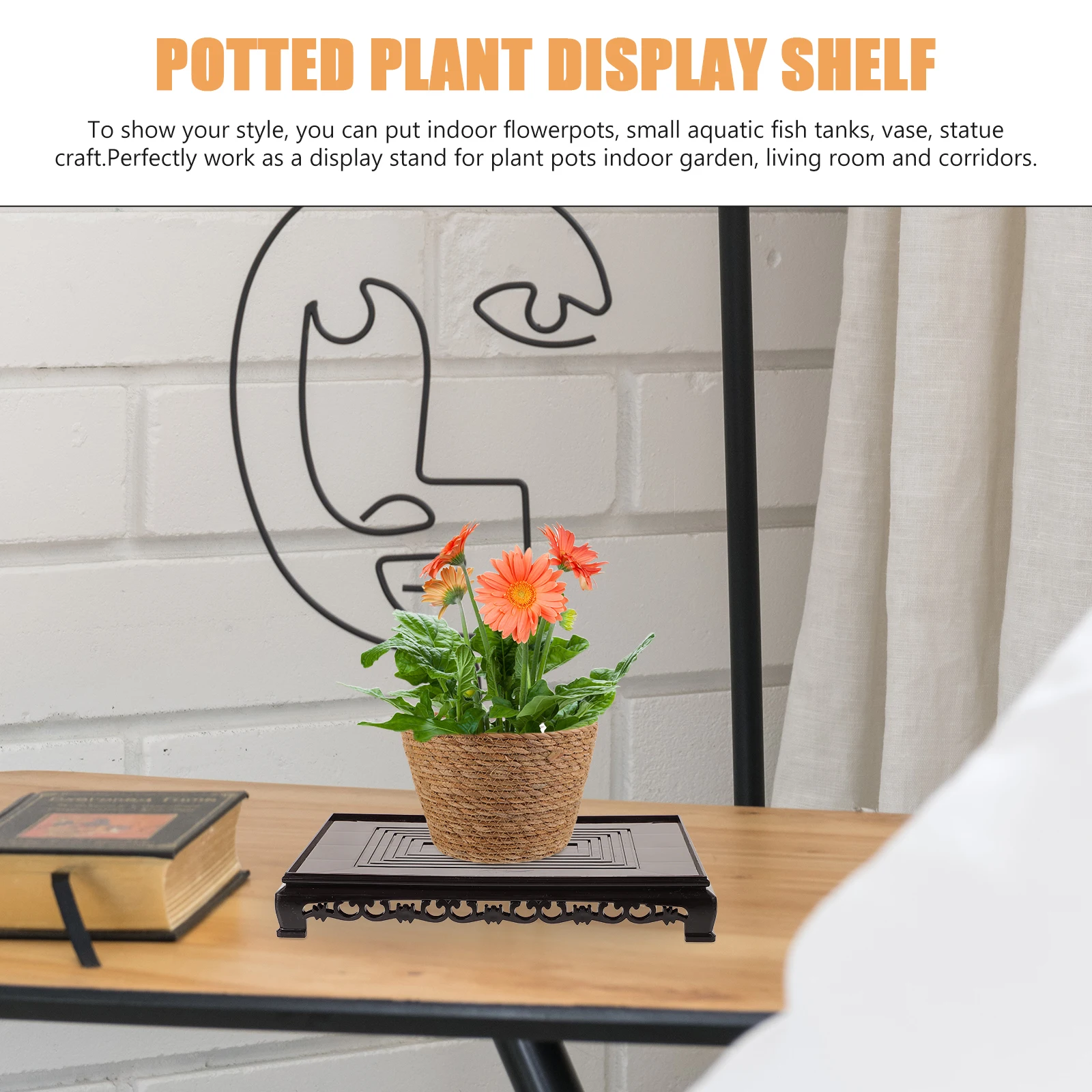 

2pcs Rectangular Green Plant Base Bonsai Display Shelf Plastic Indoor Stand Flower Pot Riser Vase Home Decor Planter