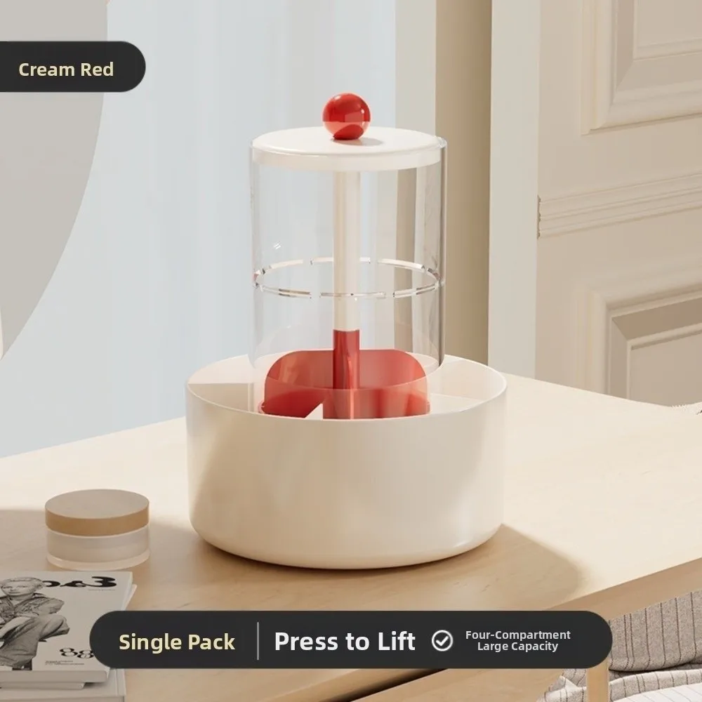 4 فتحات رفع فرشاة للمكياج حامل الصحافة نوع البلاستيك فرشاة للمكياج المنظم الغبار سعة كبيرة صندوق تخزين مستحضرات التجميل