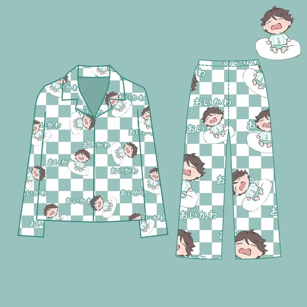 Haikyuu Pajamas Suit Cartoon New Long Sleeves Oikawa Tooru Trousers Hinata Shoyo Lounge Clothes Girl Loungewear Birthday Gift