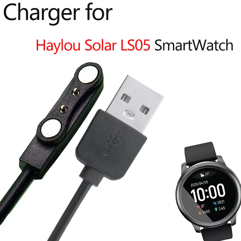 Carregador para xiaomi haylou solar ls05 smartwatch usb cabo de carregamento titular carregador relógio inteligente doca cabo carregadores adaptador