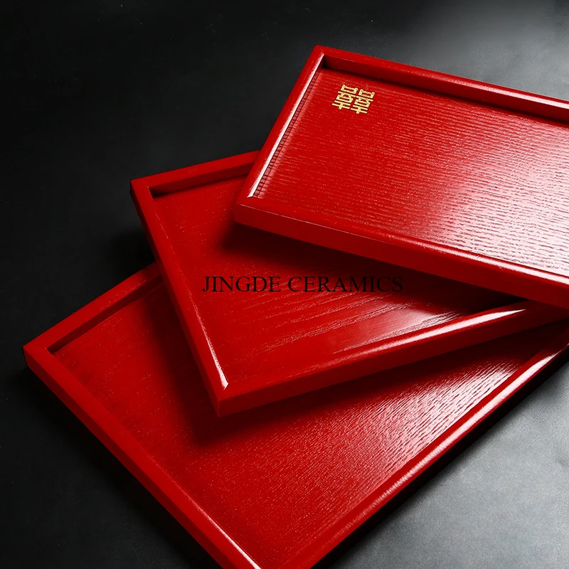 1 Buah Nampan Merah Kayu Perle - Food Storage Room ulasan dan harga