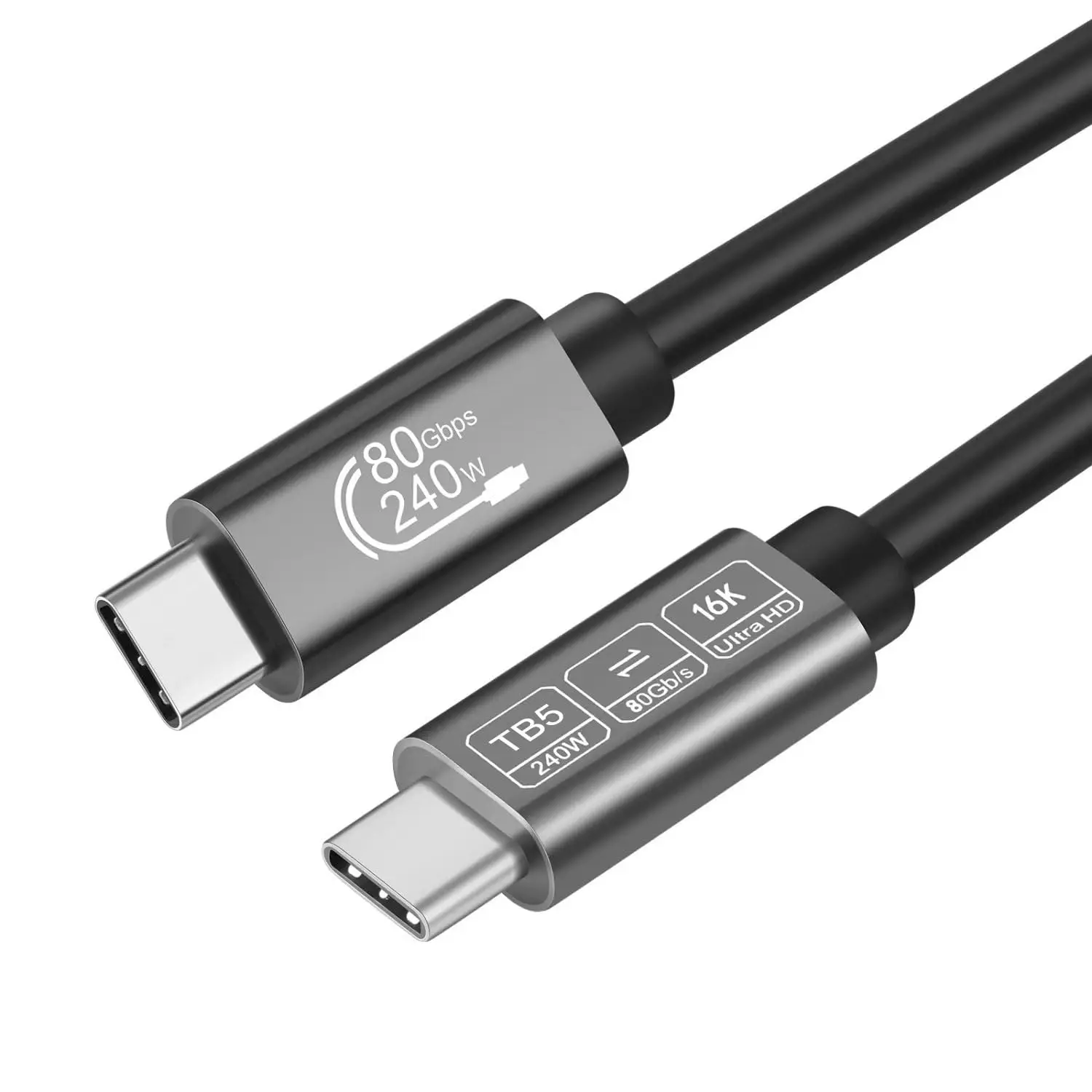 

5 шт. PD240W 5A TBT5 USB C-кабель для быстрой зарядки 16K60 Гц/80 Гбит/с USB C 4,2 нейлон поддерживает TBT4 3 USB4 V2/DP 2.1 PCIe компьютерная коробка