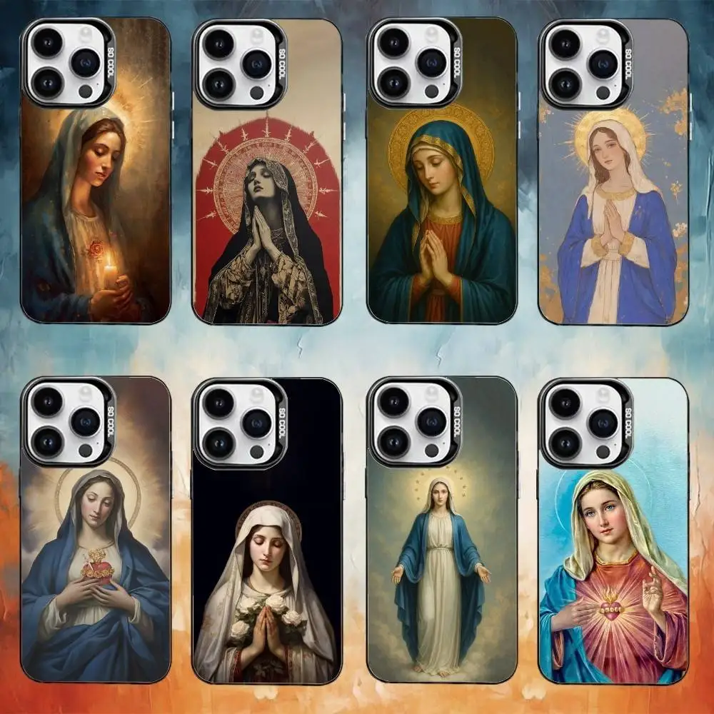 

Mother Virgin Mary Phone Case For iPhone 17,16,15,14,13,12,11,Pro,XS,Max,Plus White Candy Matte Shockproof Cover
