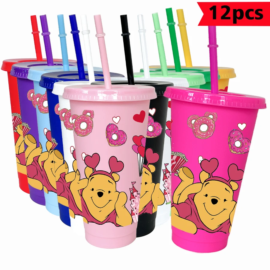 

12pcs/pack Disney Bear Love 26oz Colorful Plastic Birthday Party Drinking Utensils Juice Coffee Cup