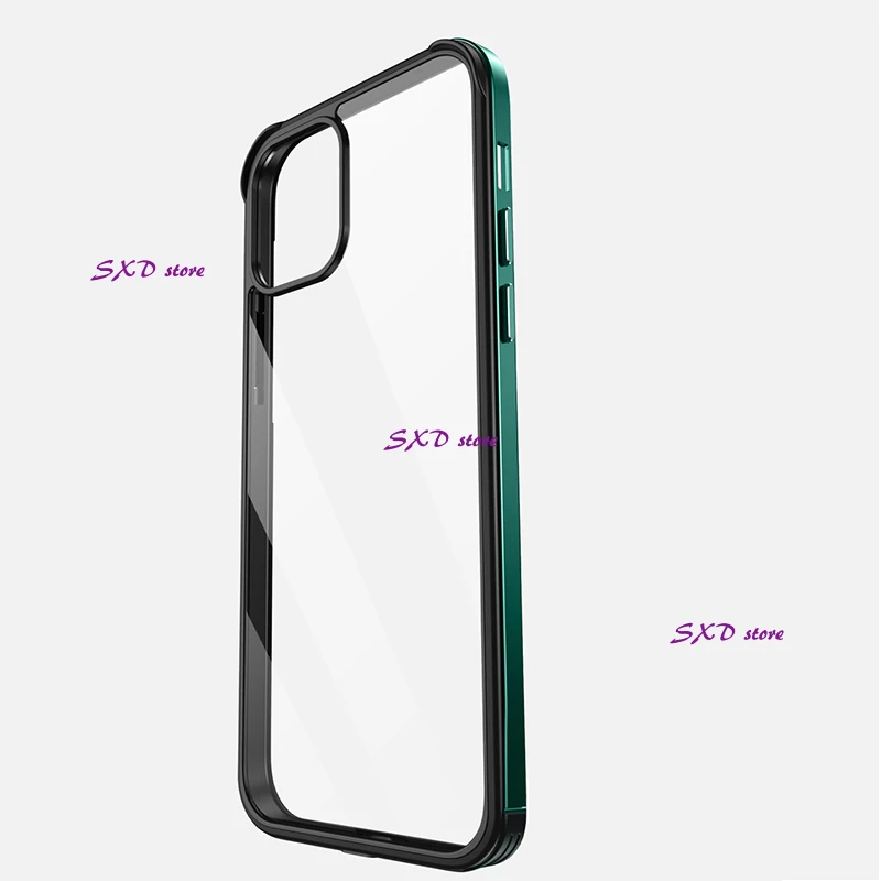Transparent Nano Glass Case iPhone 11 12 Pro Max Quality Metal Frame Luxury Phone 6 7 8 Plus Clear Cover iPhone X Xr Xs Max case