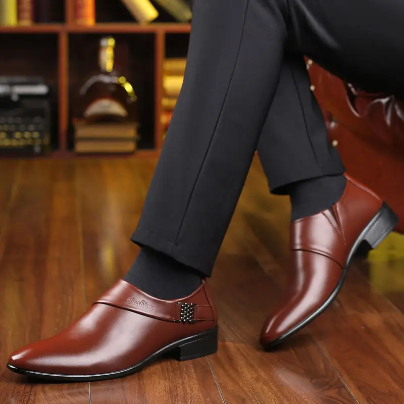 Leather Casual Pointed Toe Business Social Shoe for Men Elegant and Classic High Quality Fashion Dress Shoes Man Low Price Suit