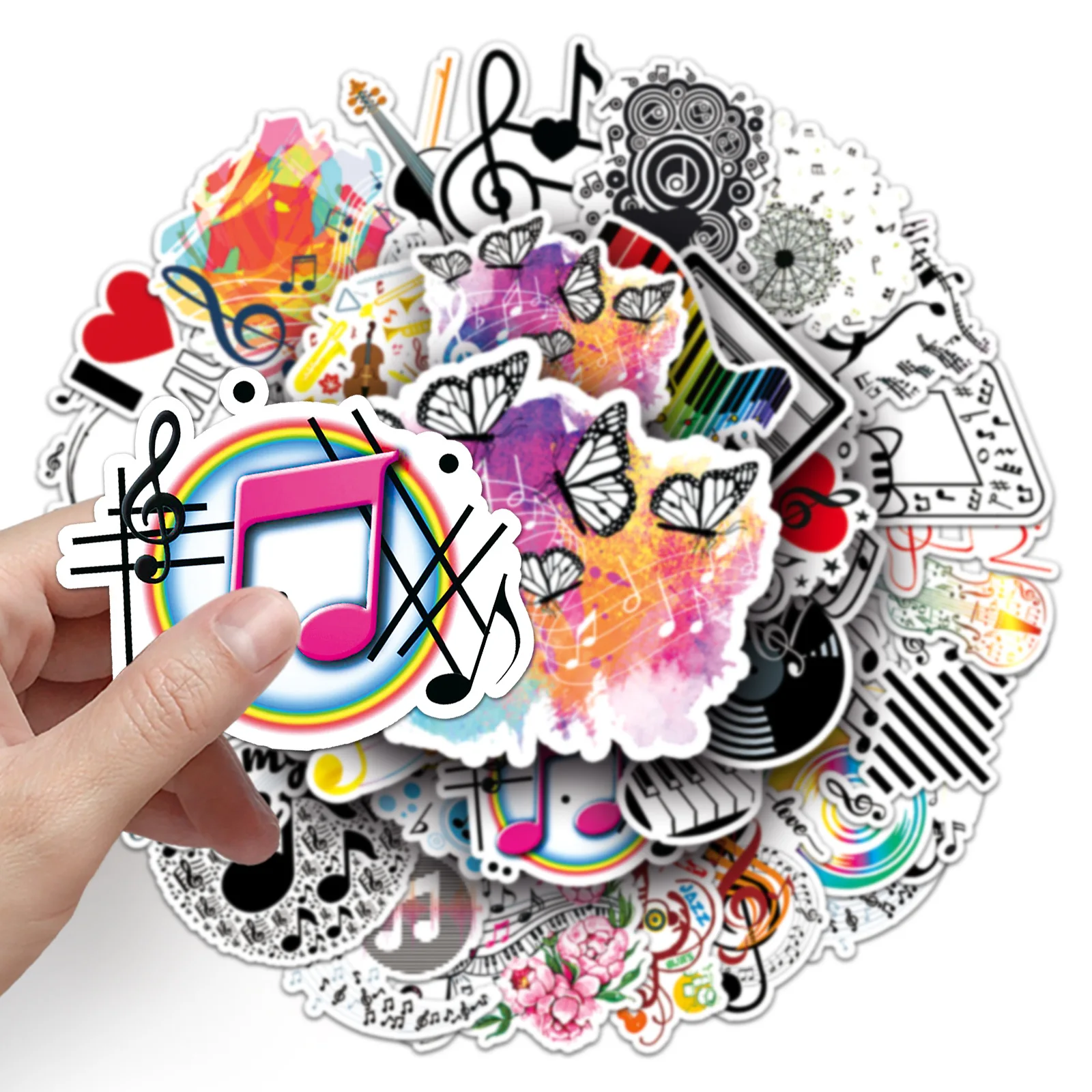 50Pcs Cartoon Music Symbol Series Graffiti Stickers Suitable for Laptop Helmets Desktop Decoration DIY Stickers Toys Wholesale