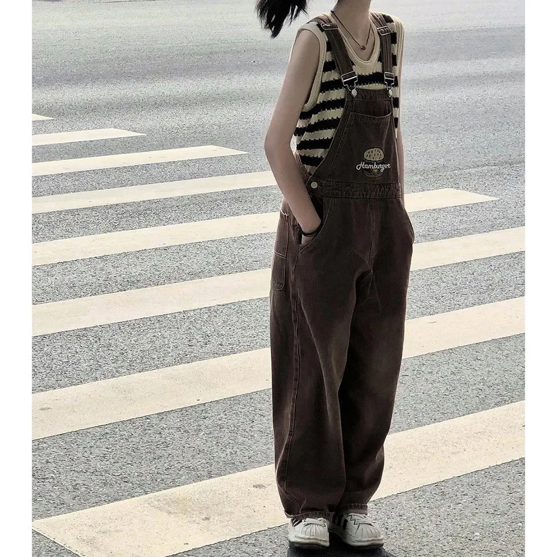 여성용 점프수트 청바지 롱 오버올 활동 행사 아름다운 야외 비대칭 단색 허리 없는 고품질