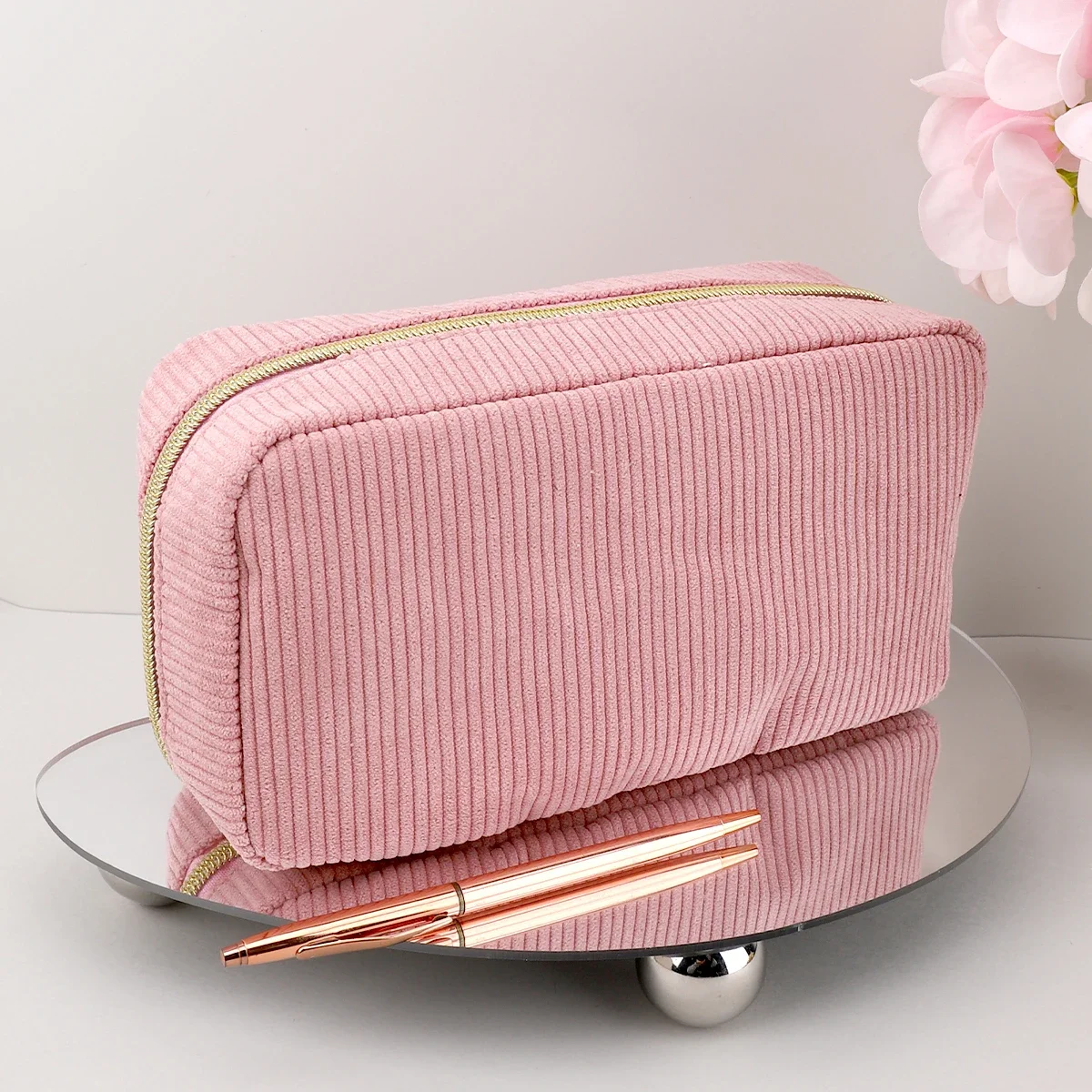 Kawaii School Supplies Pencil Pouch Corduroy Pencil Case Large Capacity Cases Stationery Solid Color Pencil Bag