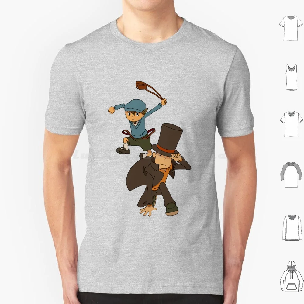 Camiseta de algodón con estampado de profesor Layton para hombre y mujer, camiseta con estampado artesanal de profesor Layton Hershel Luke Flora Emmy Curious