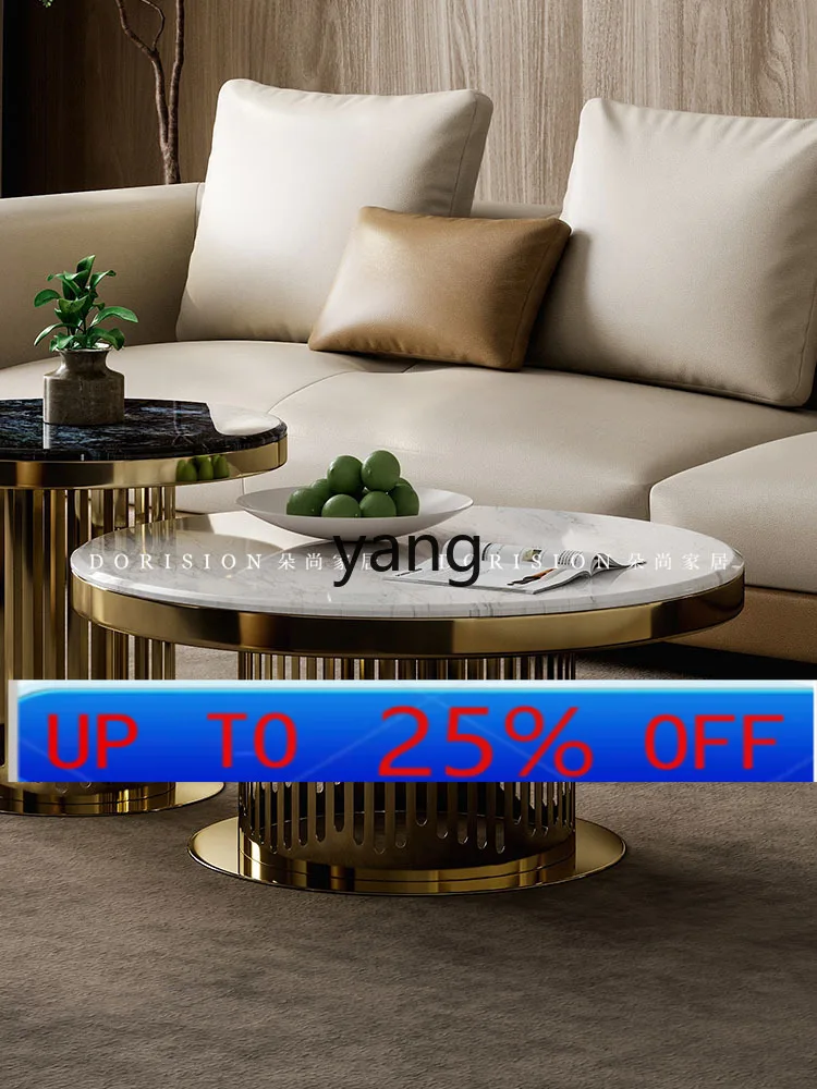 

LMM light luxury marble coffee table living room small apartment household post-modern simple round coffee table