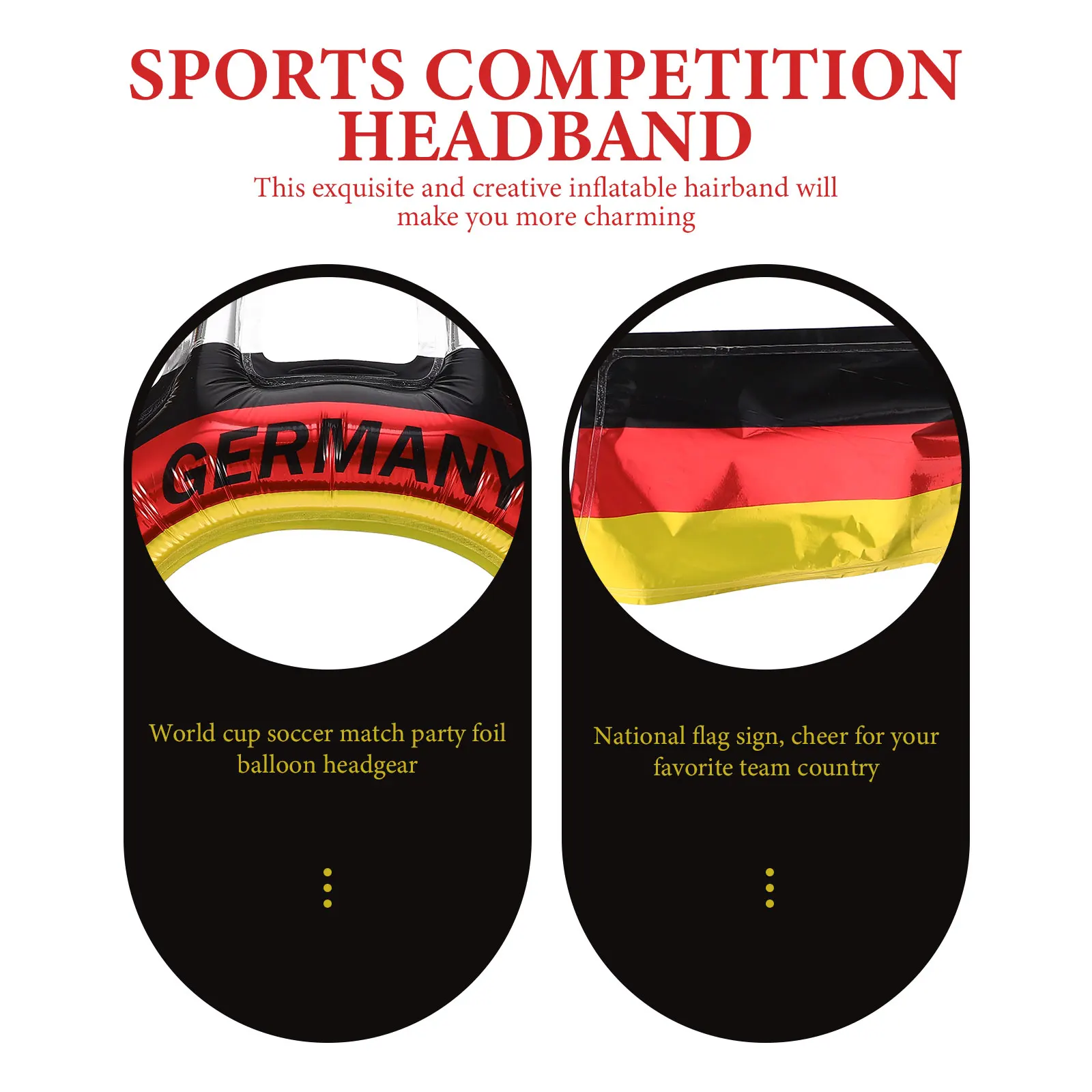 

20 Pcs Headdress Flag Football Party Headbands Inflatable Unique Design Sports Cheer Aluminum Film Soccer Fans Themed