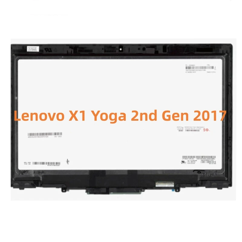 14Inch For Lenovo X1 Yoga 2nd Gen 2017 Year WQHD LCD Touch Screen Digitizer Bezel Assembly Display 01AX897 01AX898