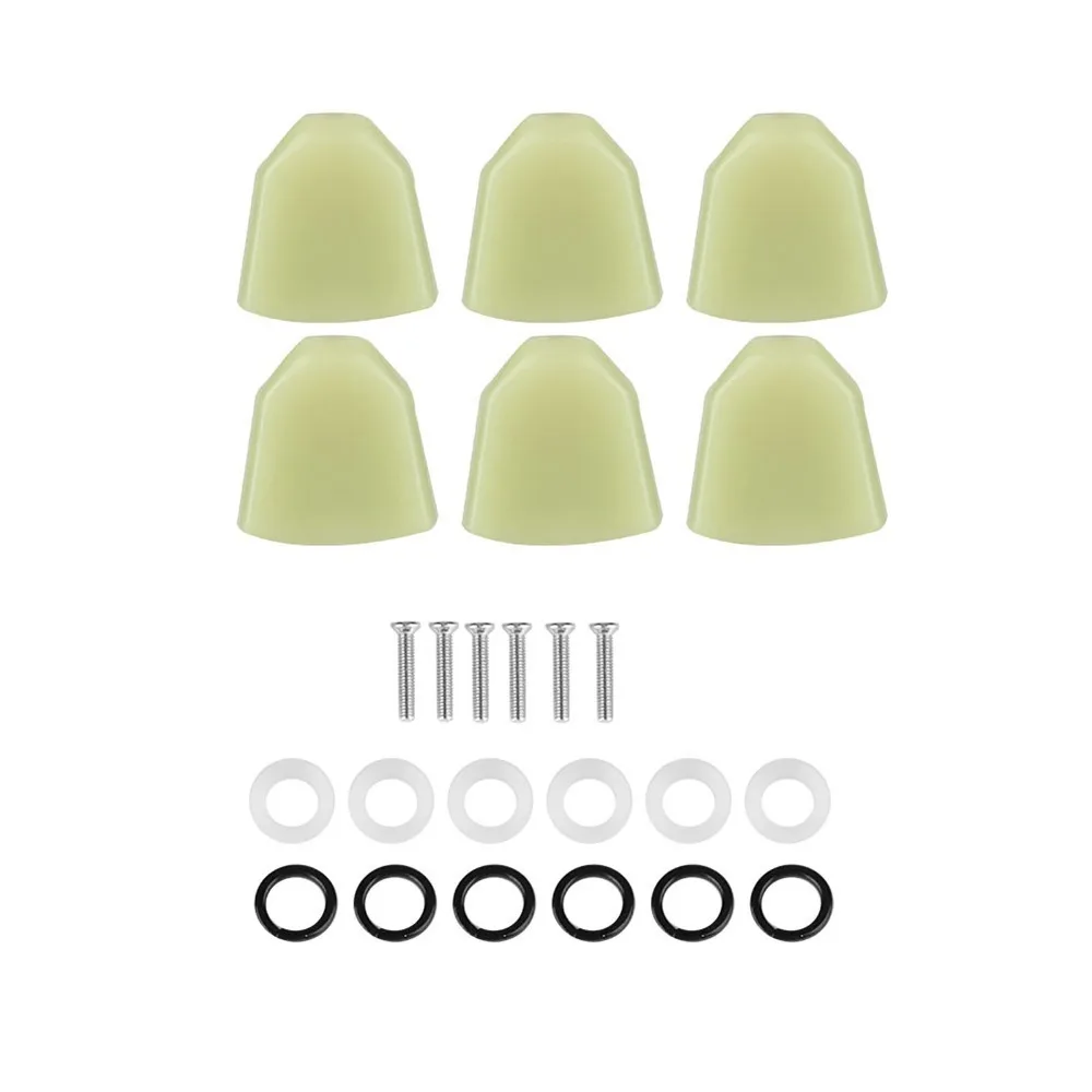 6 uds. Botones de afinación de clavijas de afinación de guitarra verde/verde/negro ​   Perillas de repuesto ​ Botones de cabezales de máquina ​ ​ Con casquillos y tornillos ​