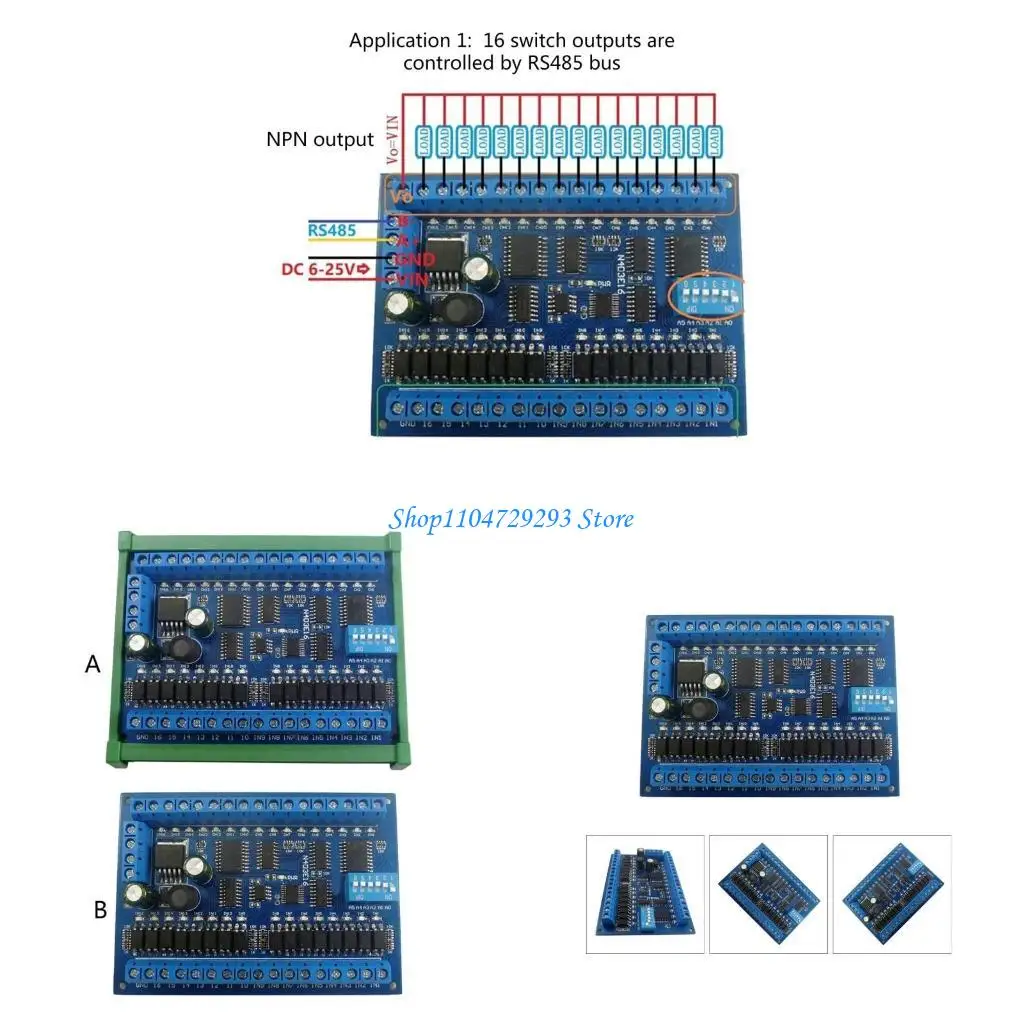 

Y2GD UM72 RS485 Remote Control Board DC12V 24V 16 Input 16 Output PLC Expansion