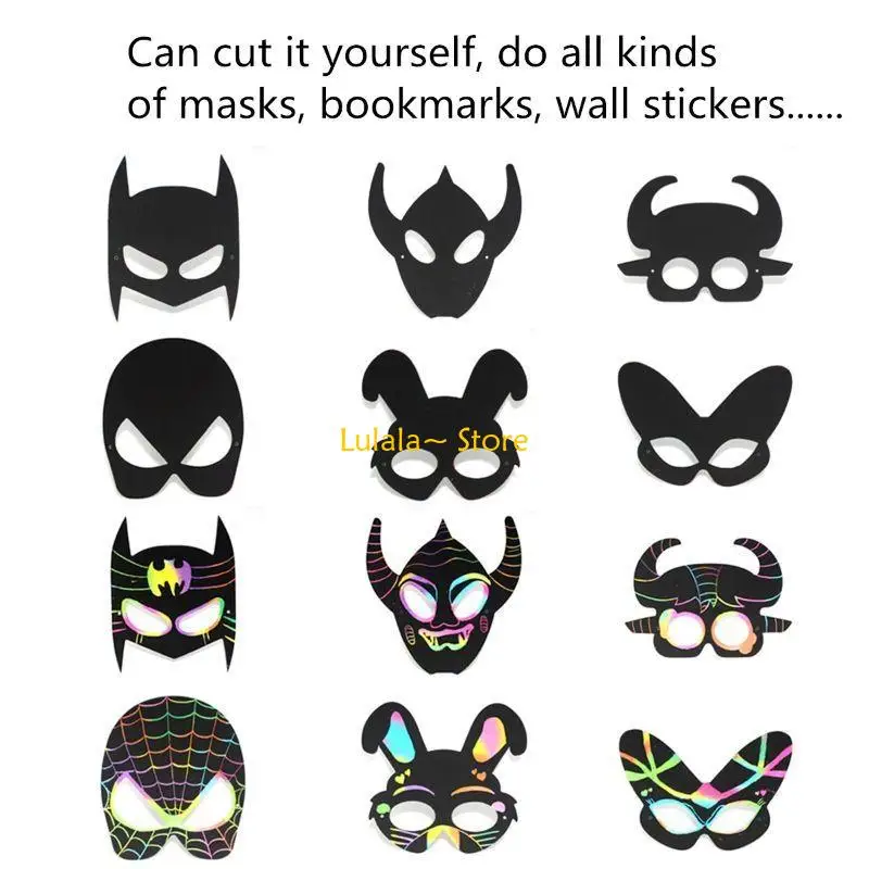 Y4QA บัตรขูดสำหรับเด็กพร้อมการออกแบบน่ารักเพื่อการศึกษาเบื้องต้นพร้อมปากกาไม้ 5 อัน