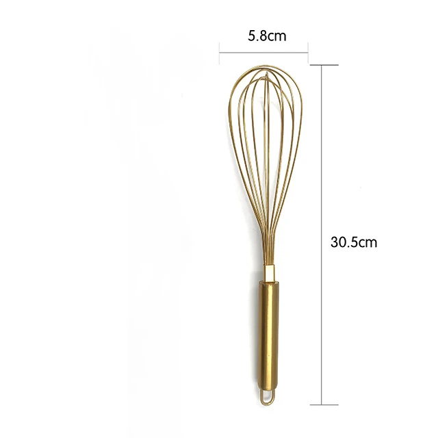 1Pcs Gold Stainless Steel Egg Beater Hand Whisk Egg Mixer Baking Cake Tool Baking Set Home Egg Tools Kitchen Accessories for Egg