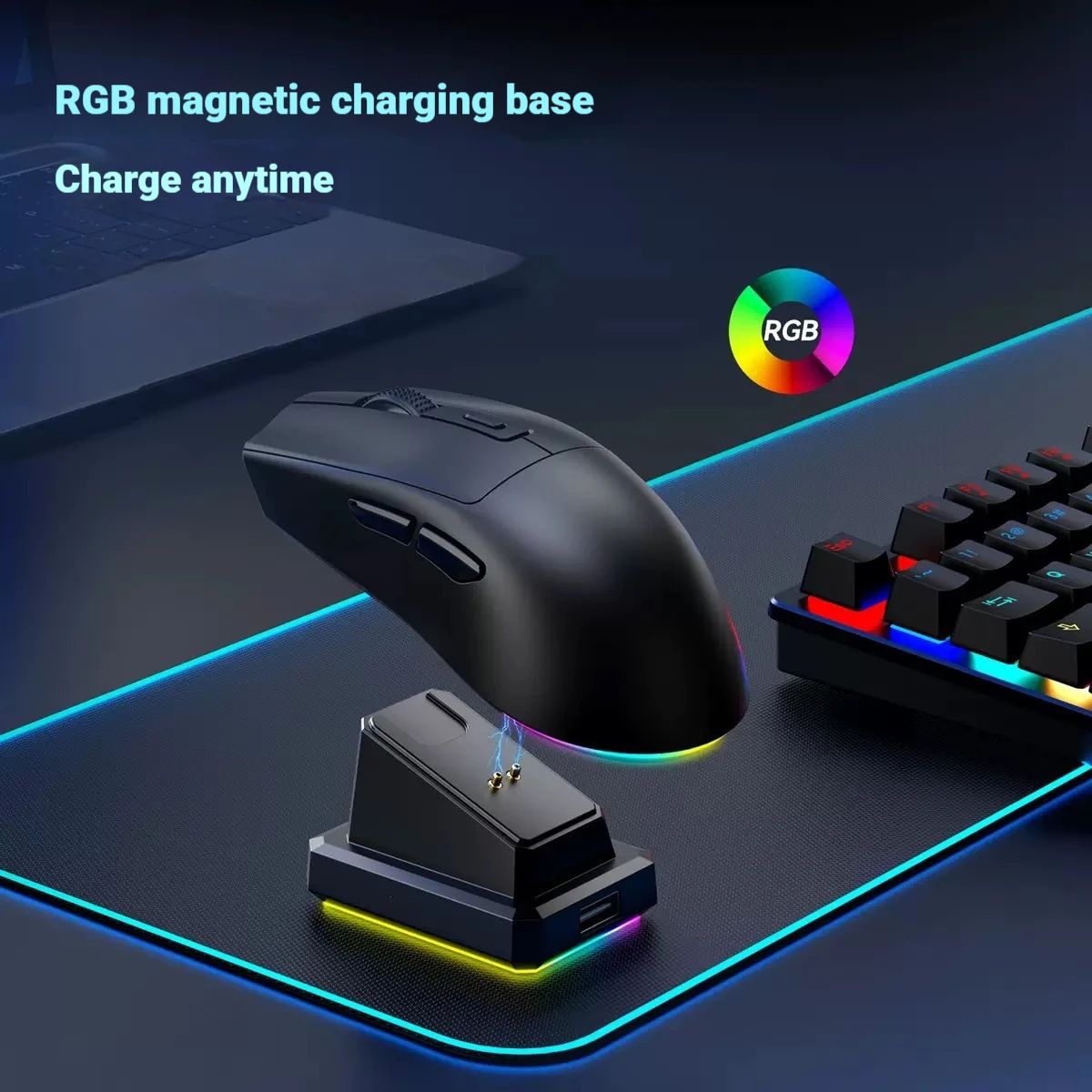 

X3 Wireless Mouse Bluetooth 2.4G Dual Mode Lightweight Gaming Esports Notebook Desktop Rechargeable RGB Base Computer Peripheral