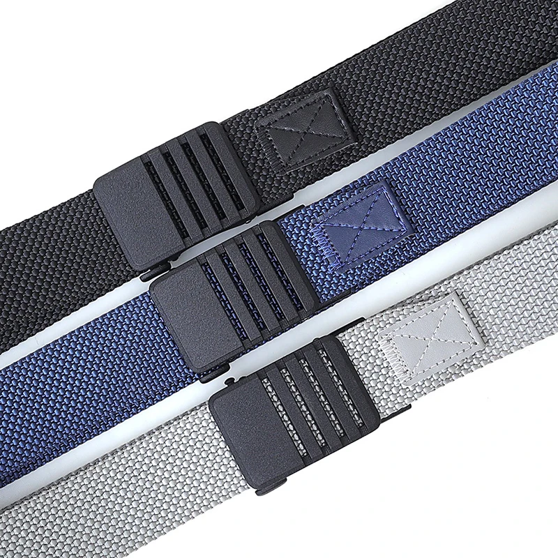 새로운 자동 버클 남자 벨트 자동 이빨없는 디자인 남자 캔버스 벨트 야외 캐주얼 남자 & 여자 스포츠 청바지 벨트