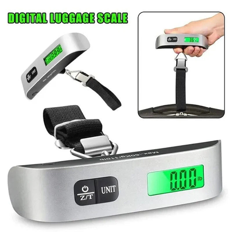 50kg/110lb Portable LCD Electronic Hanging Scale Small Luggage Scale Balance Scale Suitcase Travel Weighs Baggage Weight Tool