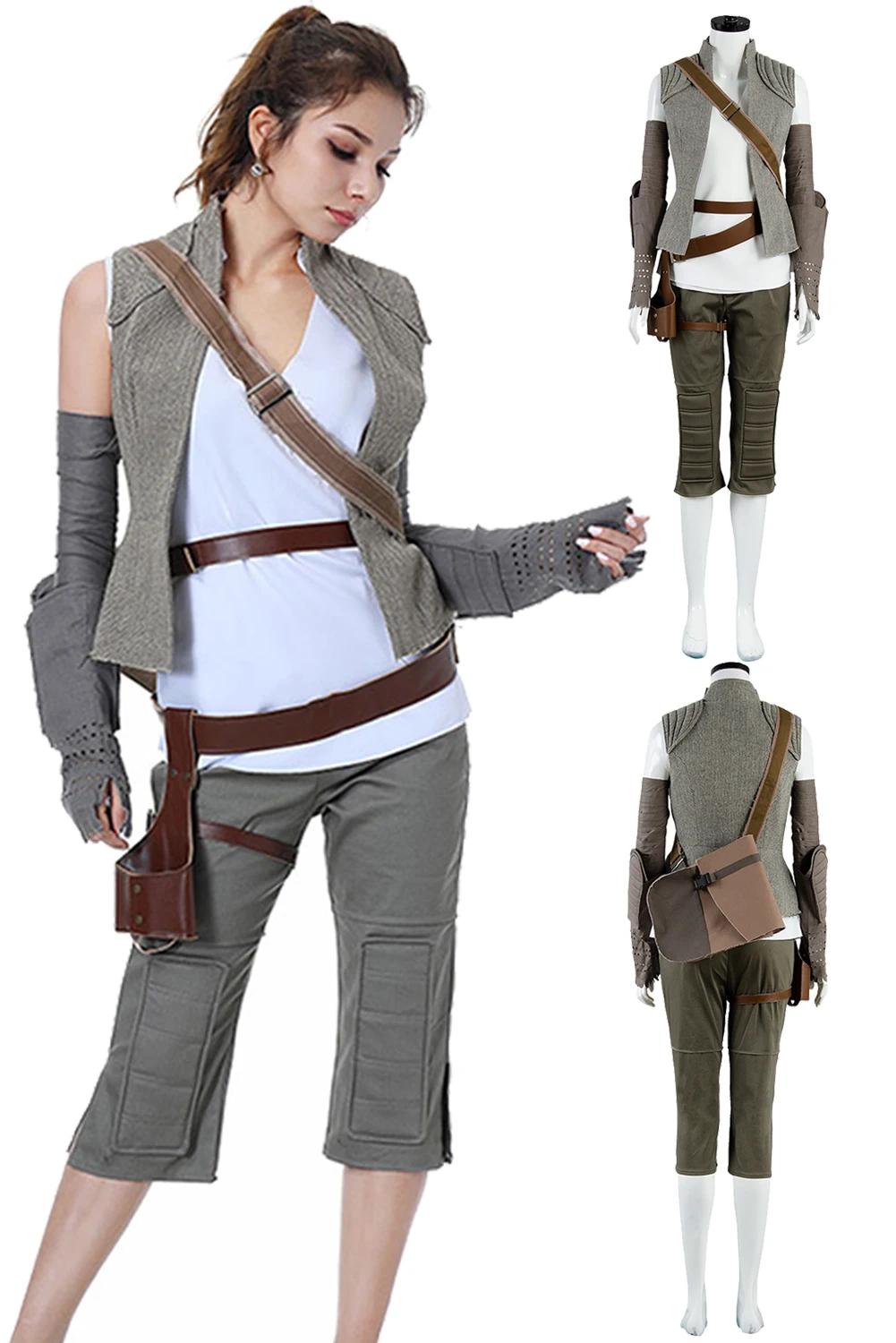 

Rey Cosplay Fantasy Movie Space Battle 8 The Last Costume Outfits Girls Women Adult Halloween Carnival Party Disguise Suit