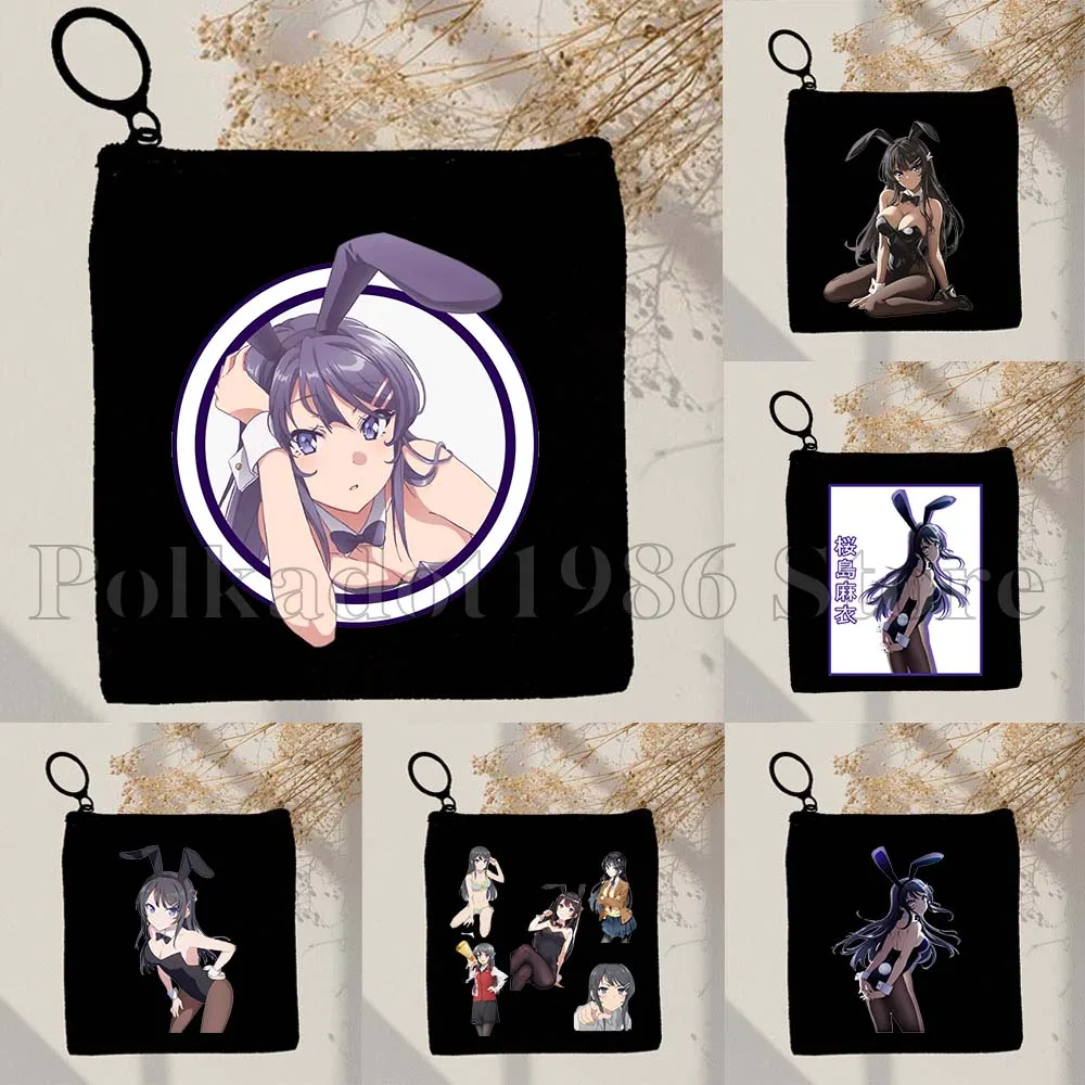 Leuke Kawaii Mooie Bunny Girl Anime Mai Sakurajima Senpai Geschenken Canvas Portemonnee Tas Vierkante Sleutel Opslag Kaart Tas Portemonnee Pouch