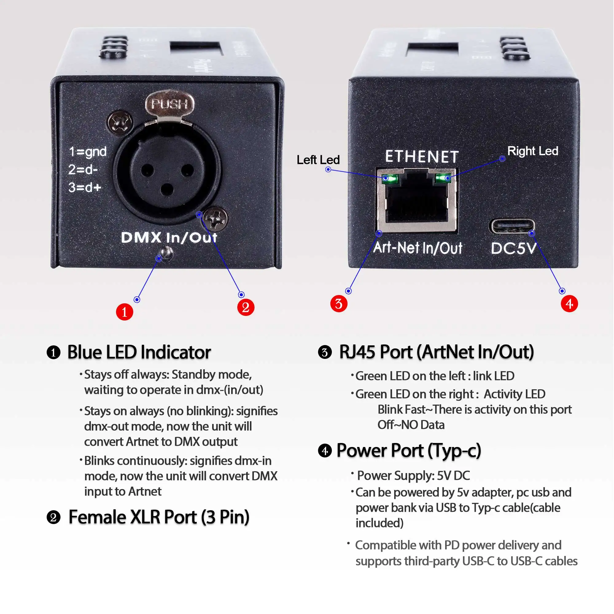 Pknight 双方向 ArtNet DMX イーサネット照明コントローラー インターフェイス |   ワン・ユニバース