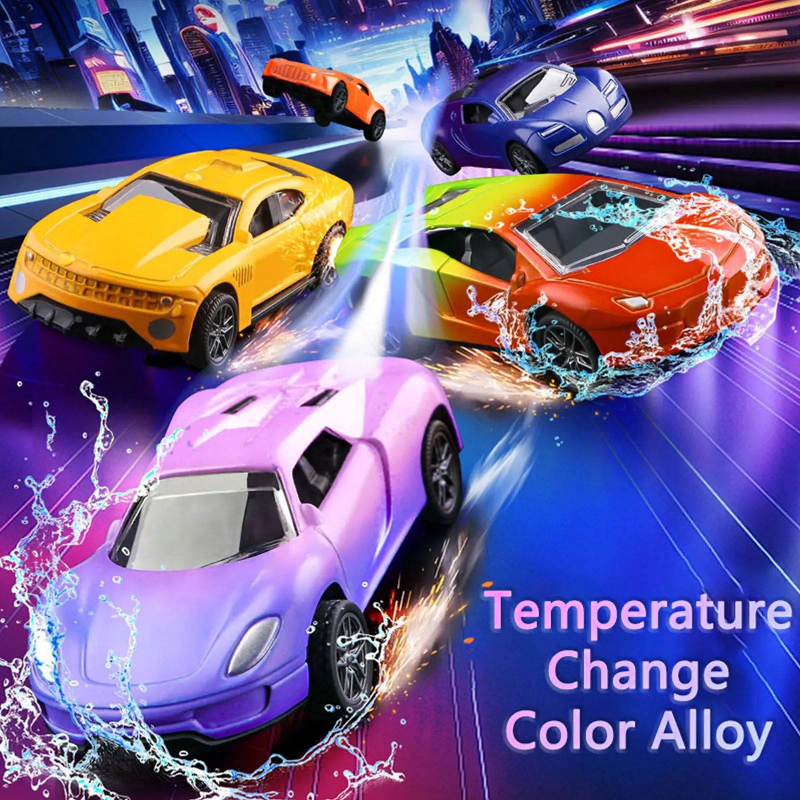 لعبة سيارة حساسة لدرجة الحرارة بالقصور الذاتي التراجع مجموعة ألعاب سيارات مقاومة للصدمات متينة سباق السيارات هدية للأولاد