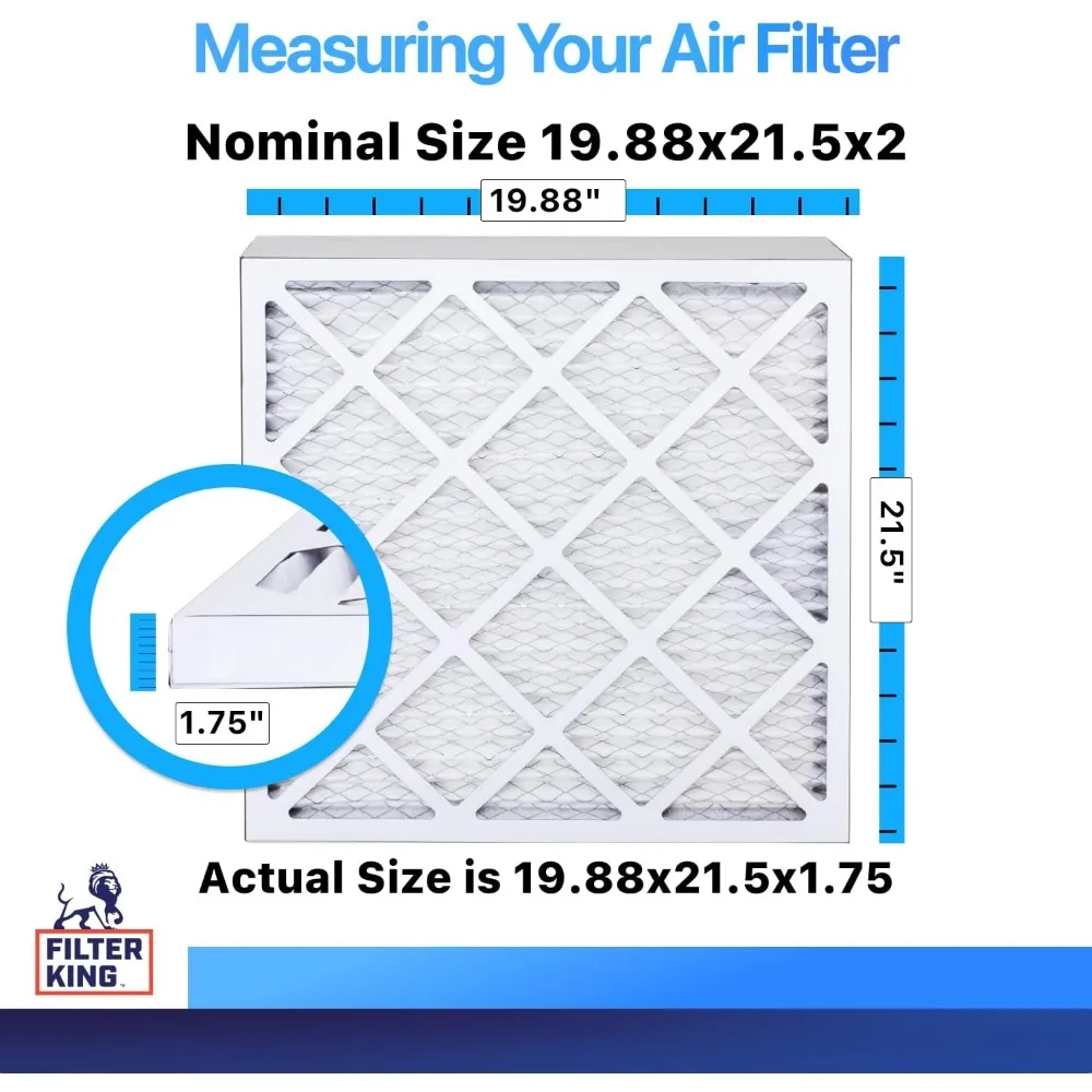 Filtry powietrza plisowane Merv 8 19,88x21,5 do systemów HVAC - 6 sztuk, wyprodukowano w USA, rzeczywisty rozmiar 19,88 x 21,5, wysokiej jakości filtry do pieców