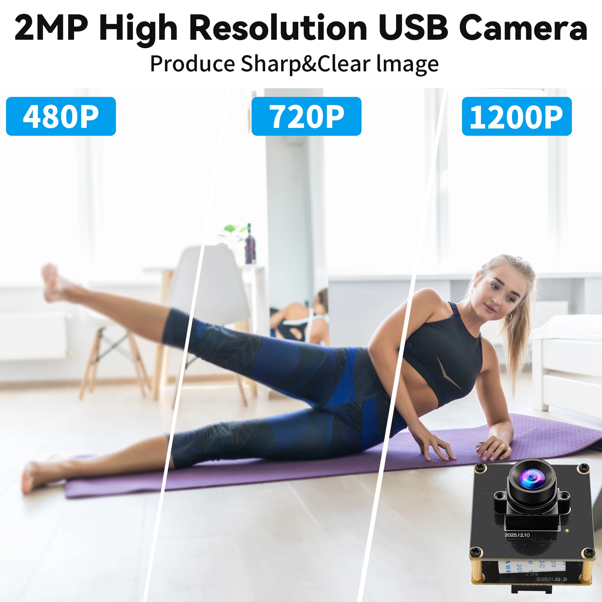 AR0234 2.3MP Global Shutter USB 3.0 Webcam 1920x1200 120fps/ 720P 200fps High Speed Industrial UVC Camera with CS Varifocal Lens