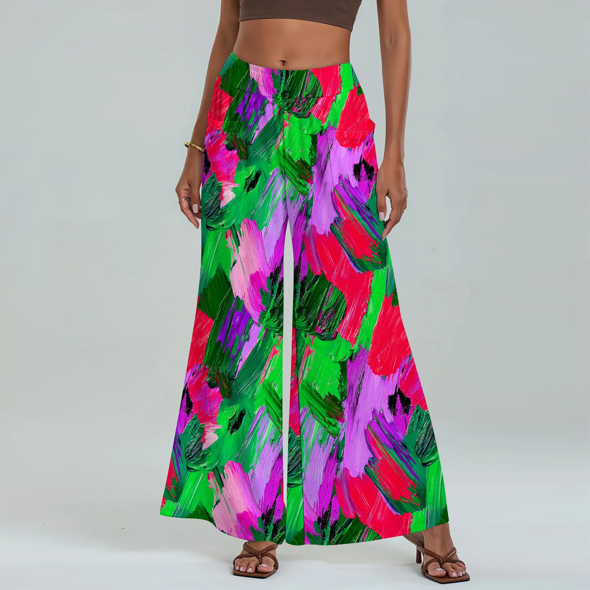 

Women's Wide Leg Pants with Pockets All Seasons Casual Comfort Colorful Pattern for Street Festival Shopping District
