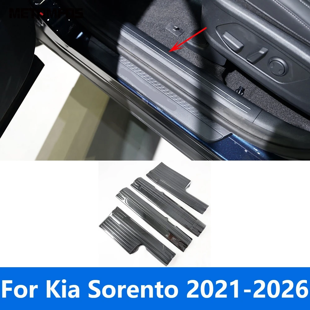 

Interior Door Sill Scuff Plate Entry Guard Welcome Pedal For Kia Sorento 2021-2025 2026 Stainless Steel Accessories Car Styling